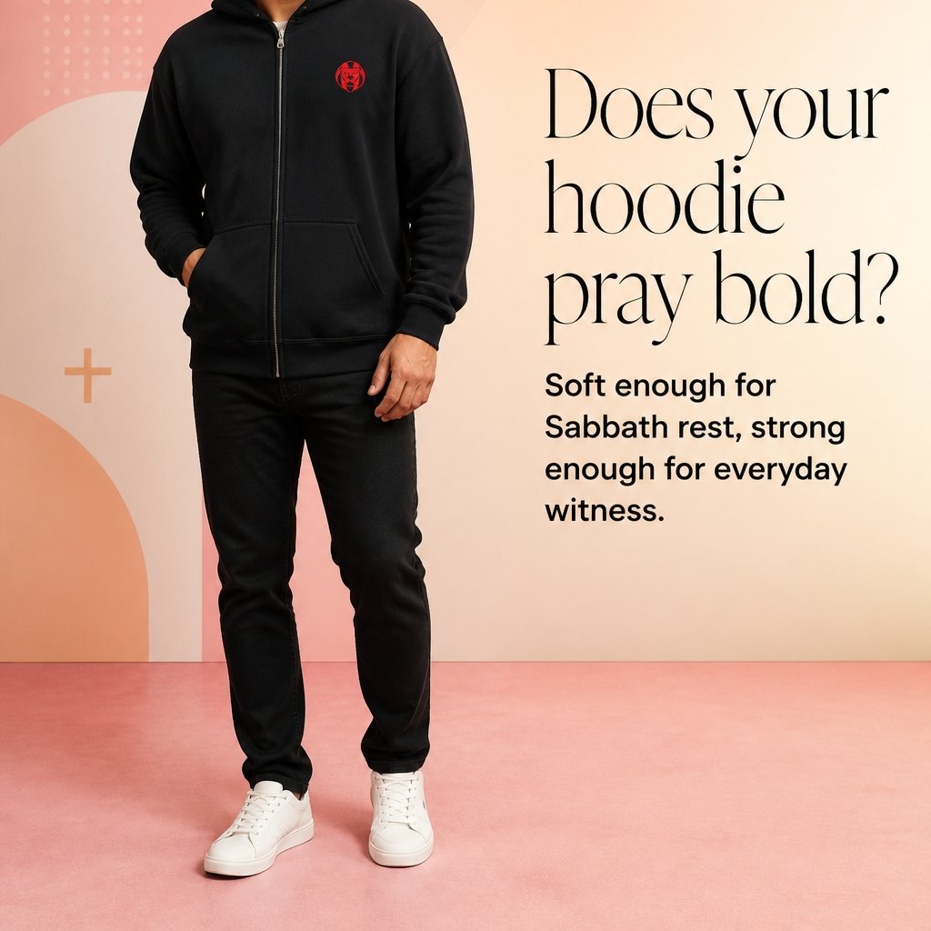 Lion Heart Embroidered Zip Script Hoodie