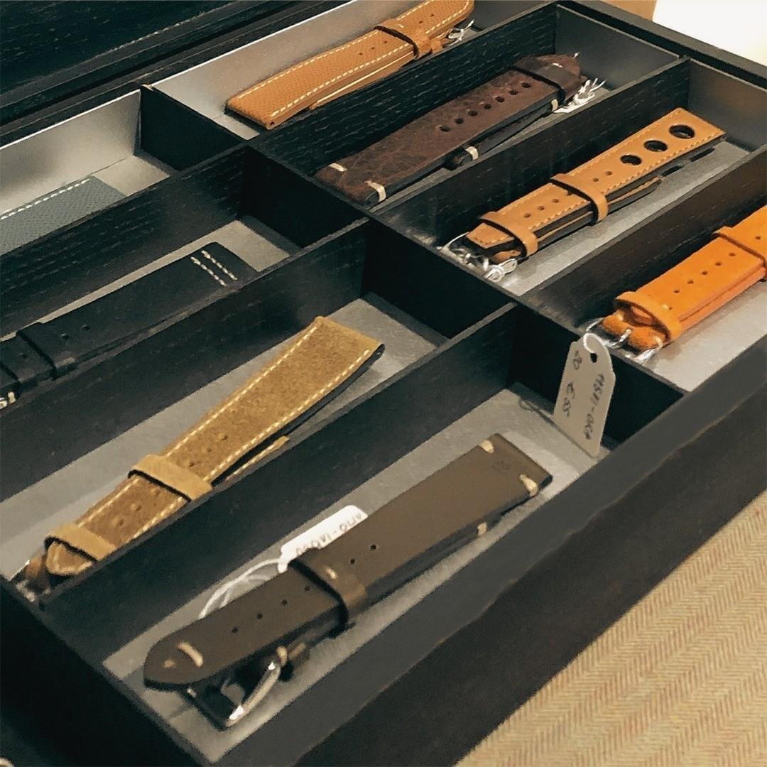 Vintage Black Leather Watch Strap
