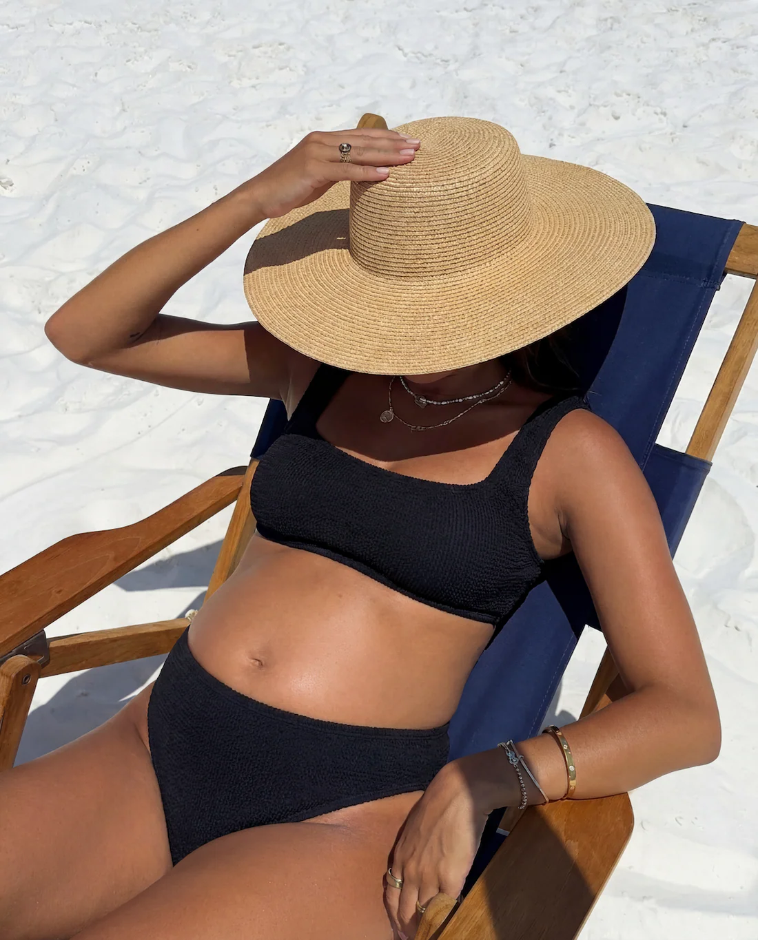 One Size Crinkle Bikini Set (Portofino Top, Low-Waisted Bottoms)