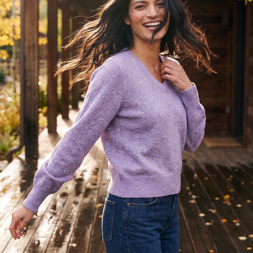 Sequin V-Neck Sweater