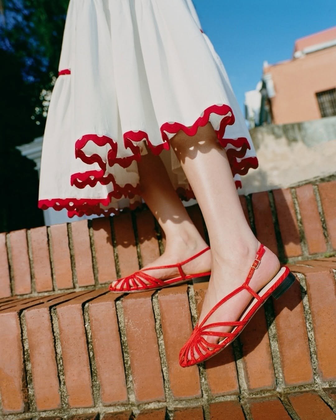 Devon Red Moiré Slingback Sandal